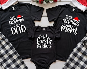 First Christmas as Mom & Dad Shirt, My First Christmas Baby Bodysuit, Matching Family Christmas Outfit, New Parents Christmas Holiday Gift