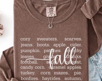 Comfort Colors Fall Definition Long Sleeve Shirt, Cozy Sweaters Scarves Fall Words Tee, Pumpkin Patch Thanksgiving Autumn Hayride Gift Shirt