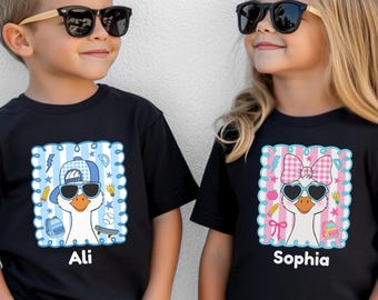 Personalized Back To School Shirt, Custom Name Kids Duck Tee, Pre- K Kindergarten Shirt Boy Girl, First Day Of School Toddler Youth Shirt