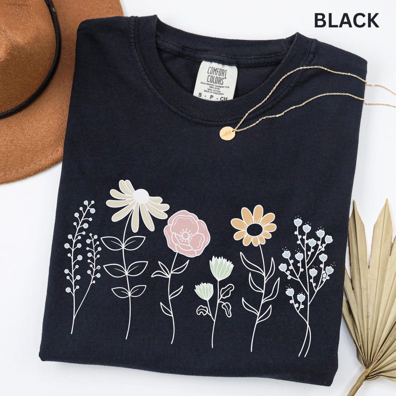 Comfort Colors Wildflower Shirt, Boho Floral Cottagecore Shirt, Botanical Shirt, WildFlower Shirt, Nature Spring Summer Shirt for Women image 15