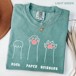 Comfort Colors Funny Cat Paw Shirt Rock Paper Scissors Design Cute Cat Lover Tee For Women Cat Mom Shirt, Gift For Cat Lovers image 6