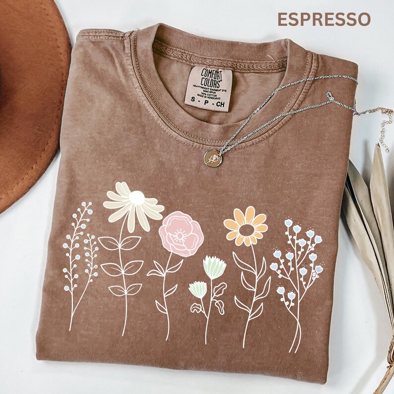 Comfort Colors Wildflower Shirt, Boho Floral Cottagecore Shirt, Botanical Shirt, WildFlower Shirt, Nature Spring Summer Shirt for Women image 13