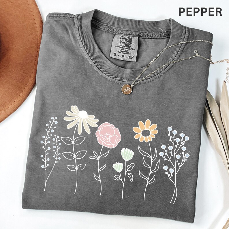 Comfort Colors Wildflower Shirt, Boho Floral Cottagecore Shirt, Botanical Shirt, WildFlower Shirt, Nature Spring Summer Shirt for Women image 14