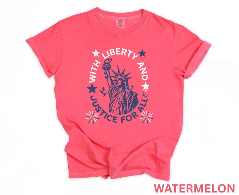 Comfort Colors Statue Of Liberty Shirt Patriotic USA Anniversary Shirt Fourth Of July With Liberty and Justice For All Shirt for Women bild 12