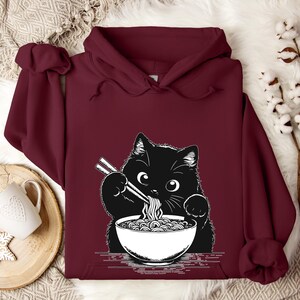 Funny Cat Ramen Sweatshirt Hoodie, Cozy Kawaii Cat Lover Gift, Cute Noodle Cat Sweatshirt, Kawaii Japanese Anime Cat Shirt, Cat Lover Gift afbeelding 13