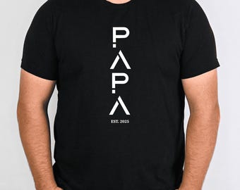 Custom Papa Est Year Shirt, Personalized Dad Established T Shirt, New Dad Gift, First Fathers Day Shirt, Modern Minimalist Dad Tee