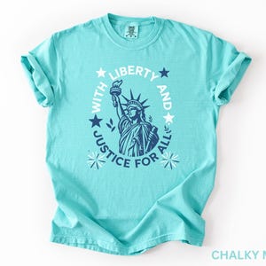 Comfort Colors Statue Of Liberty Shirt Patriotic USA Anniversary Shirt Fourth Of July With Liberty and Justice For All Shirt for Women bild 9
