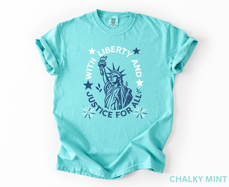 Comfort Colors Statue Of Liberty Shirt Patriotic USA Anniversary Shirt Fourth Of July With Liberty and Justice For All Shirt for Women bild 9