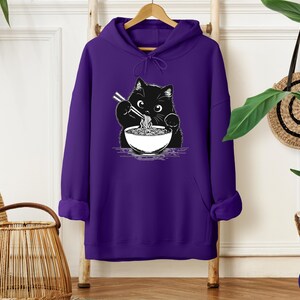 Funny Cat Ramen Sweatshirt Hoodie, Cozy Kawaii Cat Lover Gift, Cute Noodle Cat Sweatshirt, Kawaii Japanese Anime Cat Shirt, Cat Lover Gift afbeelding 15