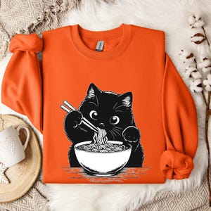 Funny Cat Ramen Sweatshirt Hoodie, Cozy Kawaii Cat Lover Gift, Cute Noodle Cat Sweatshirt, Kawaii Japanese Anime Cat Shirt, Cat Lover Gift afbeelding 9