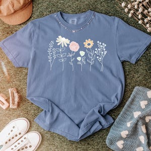Comfort Colors Wildflower Shirt, Boho Floral Cottagecore Shirt, Botanical Shirt, WildFlower Shirt, Nature Spring Summer Shirt for Women image 9