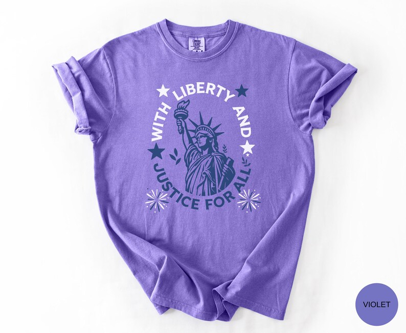 Comfort Colors Statue Of Liberty Shirt Patriotic USA Anniversary Shirt Fourth Of July With Liberty and Justice For All Shirt for Women bild 10