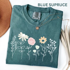 Comfort Colors Wildflower Shirt, Boho Floral Cottagecore Shirt, Botanical Shirt, WildFlower Shirt, Nature Spring Summer Shirt for Women image 8