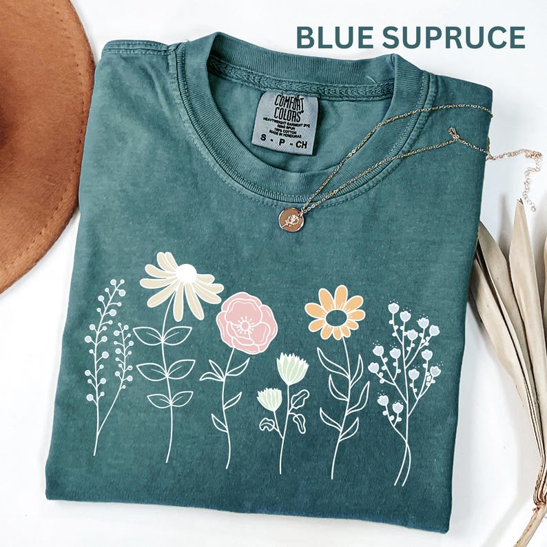 Comfort Colors Wildflower Shirt, Boho Floral Cottagecore Shirt, Botanical Shirt, WildFlower Shirt, Nature Spring Summer Shirt for Women image 8