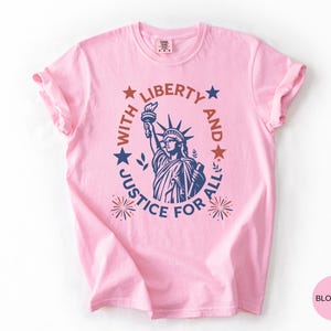 Comfort Colors Statue Of Liberty Shirt Patriotic USA Anniversary Shirt Fourth Of July With Liberty and Justice For All Shirt for Women bild 5