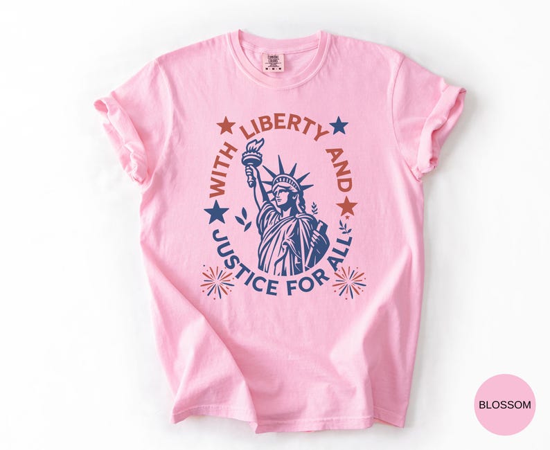 Comfort Colors Statue Of Liberty Shirt Patriotic USA Anniversary Shirt Fourth Of July With Liberty and Justice For All Shirt for Women bild 5