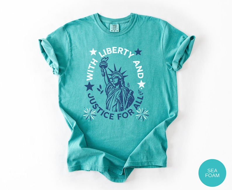 Comfort Colors Statue Of Liberty Shirt Patriotic USA Anniversary Shirt Fourth Of July With Liberty and Justice For All Shirt for Women bild 8