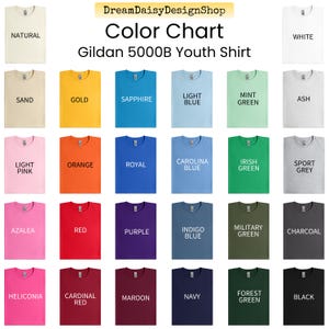 Color Chart: Gildan 5000B Youth Shirt