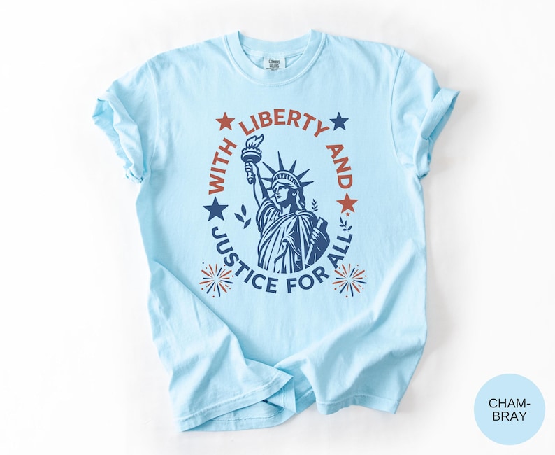 Comfort Colors Statue Of Liberty Shirt Patriotic USA Anniversary Shirt Fourth Of July With Liberty and Justice For All Shirt for Women bild 7