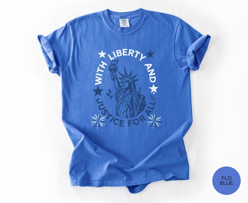 Comfort Colors Statue Of Liberty Shirt Patriotic USA Anniversary Shirt Fourth Of July With Liberty and Justice For All Shirt for Women bild 4