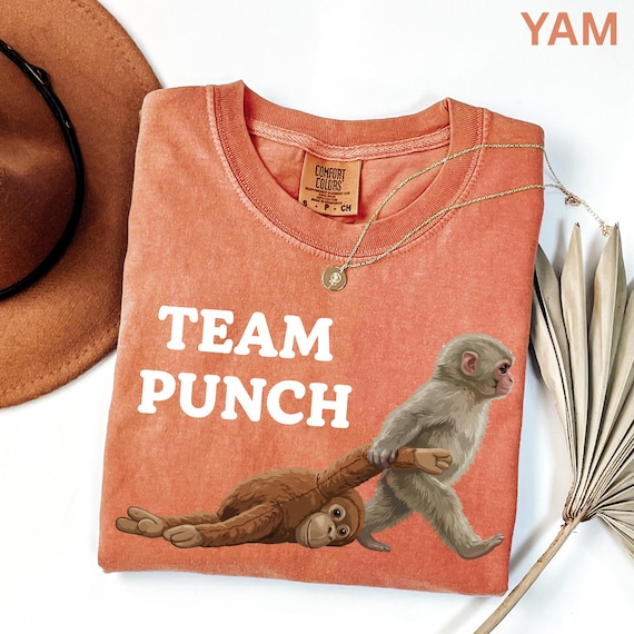 Comfort Colors Team Punch Sad Monkey Shirt Viral Baby Monkey Meme Graphic Shirt  Baby Monkey Holding Plush Toy Shirt, Animal Lover Gift