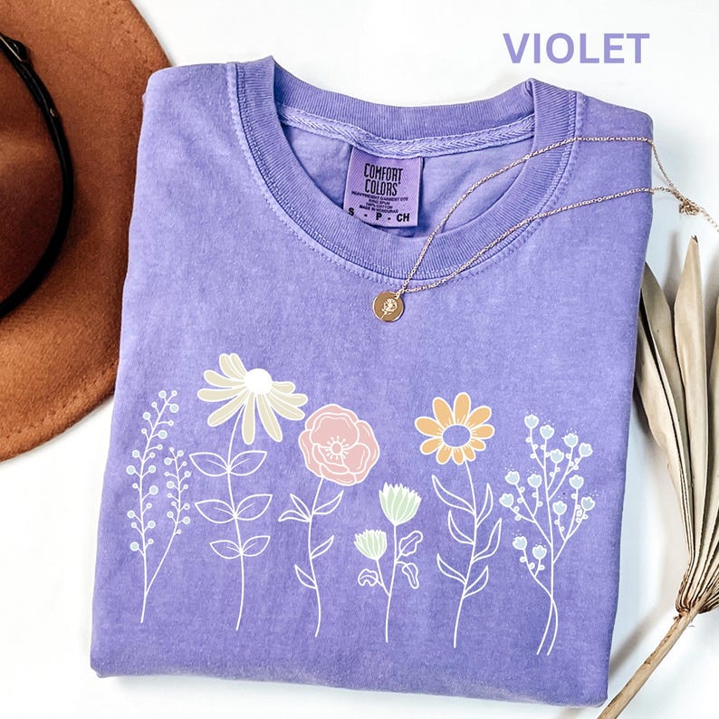 Comfort Colors Wildflower Shirt, Boho Floral Cottagecore Shirt, Botanical Shirt, WildFlower Shirt, Nature Spring Summer Shirt for Women image 11