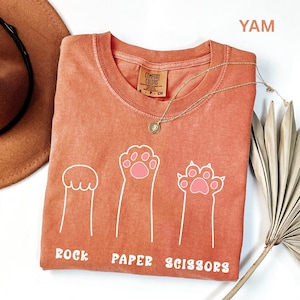 Comfort Colors Funny Cat Paw Shirt Rock Paper Scissors Design Cute Cat Lover Tee For Women Cat Mom Shirt, Gift For Cat Lovers image 5