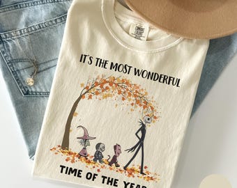 Comfort Colors Its The Most Wonderful Time Of The Year Halloween Shirt, Vintage Retro Skeleton Shirt, Retro Fall Tee, Spooky Season Gift