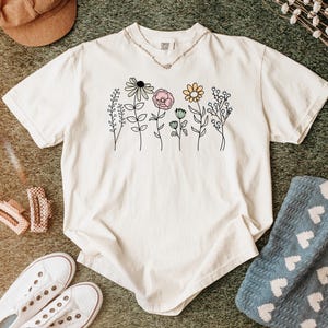Comfort Colors Wildflower Shirt, Boho Floral Cottagecore Shirt, Botanical Shirt, WildFlower Shirt, Nature Spring Summer Shirt for Women image 12