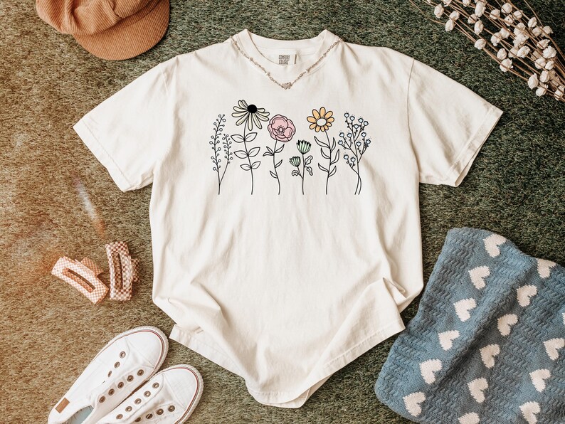 Comfort Colors Wildflower Shirt, Boho Floral Cottagecore Shirt, Botanical Shirt, WildFlower Shirt, Nature Spring Summer Shirt for Women image 12