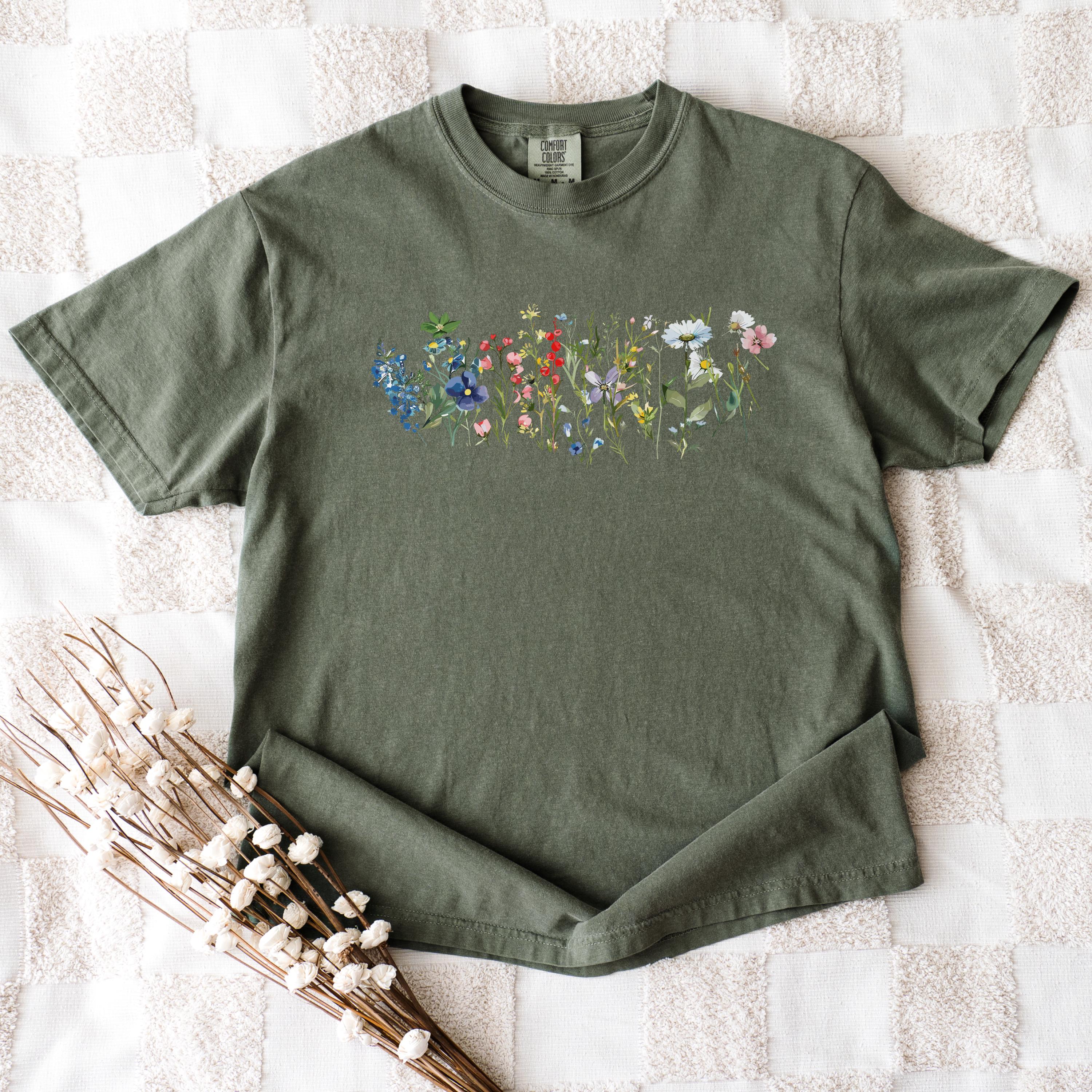 Comfort Colors Wildflower Shirt, Pressed Flower Shirt, Botanical Shirt ...