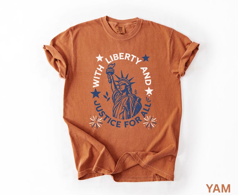 Comfort Colors Statue Of Liberty Shirt Patriotic USA Anniversary Shirt Fourth Of July With Liberty and Justice For All Shirt for Women bild 11
