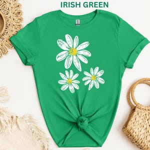Daisy Shirt, Boho Floral Graphic Tee, Retro Aesthetic Flower Shirt, Spring Flower Trendy Summer Three Daisy Shirt for Women and Youth Girl image 5