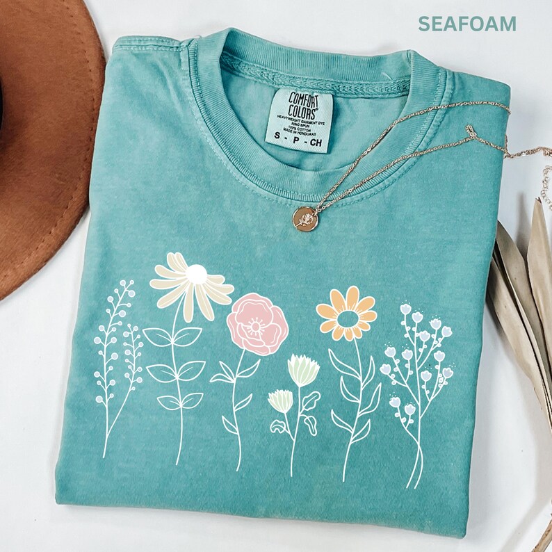 Comfort Colors Wildflower Shirt, Boho Floral Cottagecore Shirt, Botanical Shirt, WildFlower Shirt, Nature Spring Summer Shirt for Women image 7