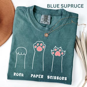 Comfort Colors Funny Cat Paw Shirt Rock Paper Scissors Design Cute Cat Lover Tee For Women Cat Mom Shirt, Gift For Cat Lovers image 9
