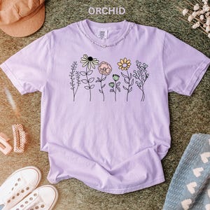 Comfort Colors Wildflower Shirt, Boho Floral Cottagecore Shirt, Botanical Shirt, WildFlower Shirt, Nature Spring Summer Shirt for Women image 4