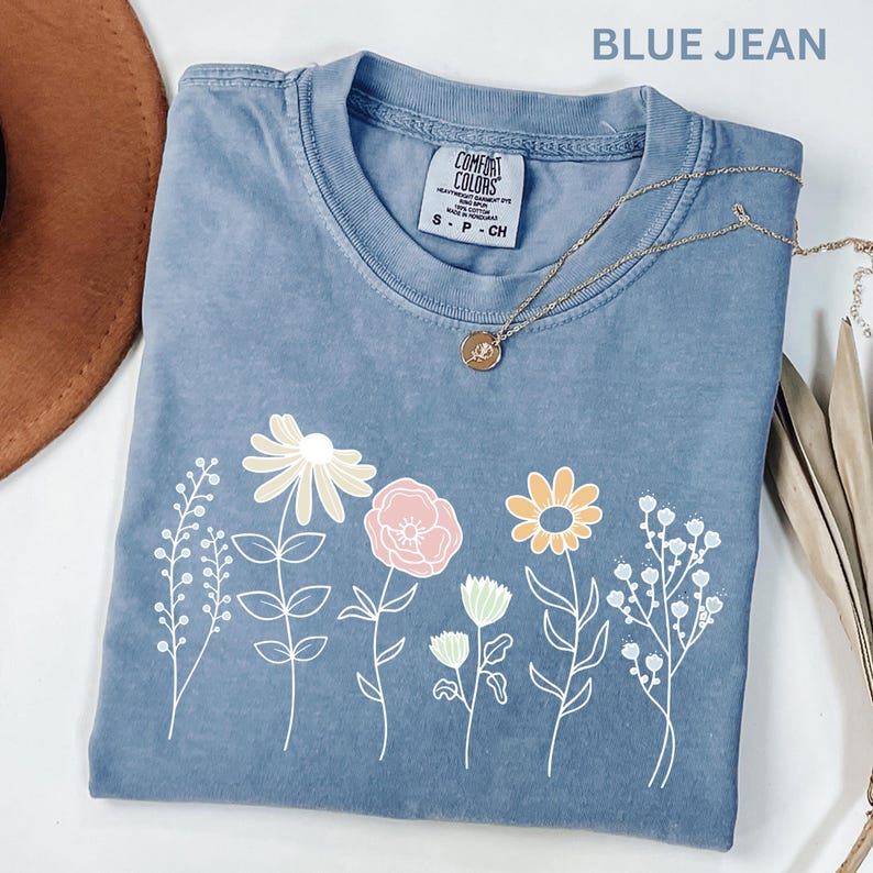 Comfort Colors Wildflower Shirt, Boho Floral Cottagecore Shirt, Botanical Shirt, WildFlower Shirt, Nature Spring Summer Shirt for Women image 10