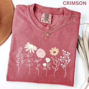 Comfort Colors Wildflower Shirt, Boho Floral Cottagecore Shirt, Botanical Shirt, WildFlower Shirt, Nature Spring Summer Shirt for Women image 6