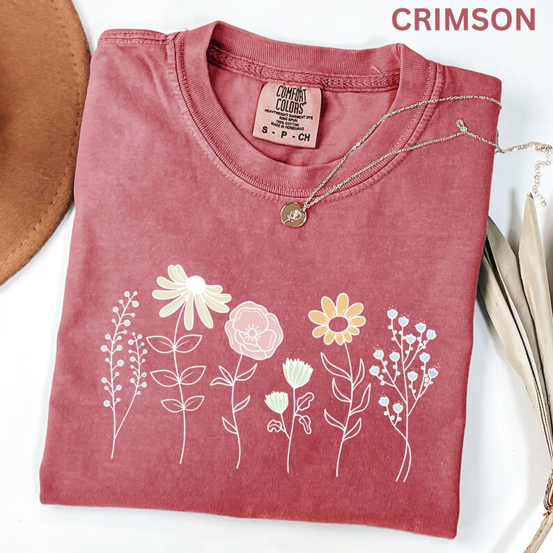 Comfort Colors Wildflower Shirt, Boho Floral Cottagecore Shirt, Botanical Shirt, WildFlower Shirt, Nature Spring Summer Shirt for Women image 6