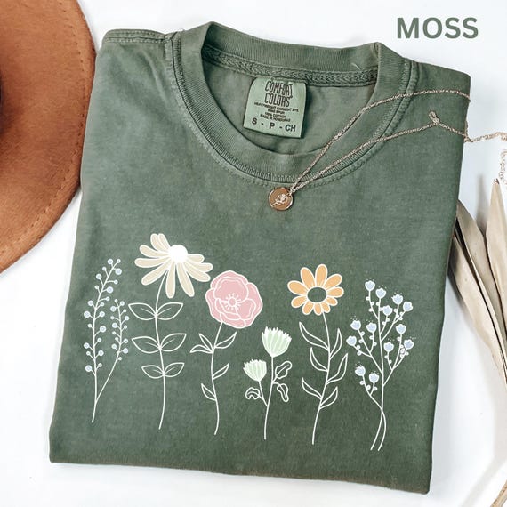 Comfort Colors Wildflower Shirt, Boho Floral Cottagecore Shirt, Botanical Shirt, WildFlower Shirt, Nature Spring Summer Shirt for Women