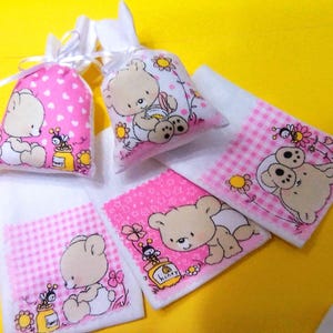 sacchettino bag battesimo baby baptismo regalo ricordo evento orsetto rosa bebè femmina segnaposto confettata porta confetti