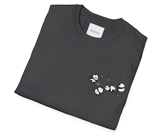 Cute Panda T-Shirt, Kawaii Hanging Pandas Graphic Tee, Adorable Animal Lover Gift, Playful Cartoon Bear Shirt-GL083