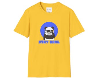 Stay Cool Panda T-Shirt, Funny Cartoon Animal Tee, Chill Graphic Shirt, Cute Panda Gift, Cool Bear Unisex Softstyle Tee-GL048