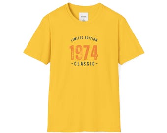 1974 Limited Edition Classic Birthday T-Shirt,Vintage Year Graphic Tee, Retro Distressed Design, Perfect Birthday Gift for Him or Her-GL070