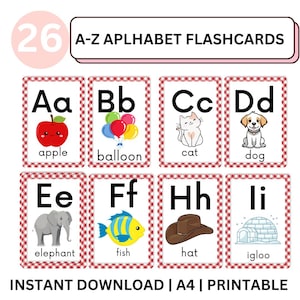 26 Printable ABC Flash Cards Educational Alphabet Cards Learn Abcs With ...