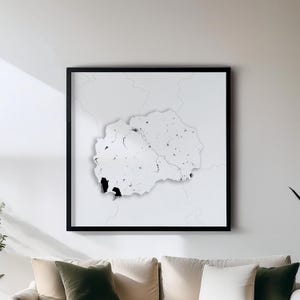 Macedonia del Nord - Stampa - Mappe dei paesi in bianco e nero Wall Art / Set di 5 mappe dettagliate / Decorazione da parete