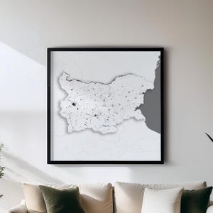 Bulgarien - Print - Schwarzweiße Landkarten Wandkunst | Set mit 5 Detailkarten | Wanddekoration