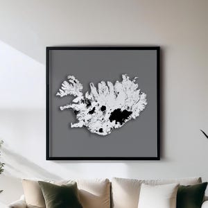 Islandia - Descarga digital instantánea - Mapas / Conjunto de 5 mapas de países en blanco y negro / Arte mural muy detallado