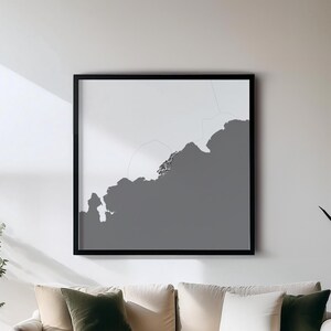 Monaco - Poster - Schwarz Weiß Landkarten Wandkunst | Set mit 5 Detailkarten | Wanddekoration