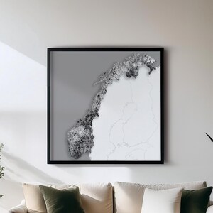 Norwegen - Poster - Schwarzweiße Landkarten | Set mit 5 Detailkarten | Wanddekoration